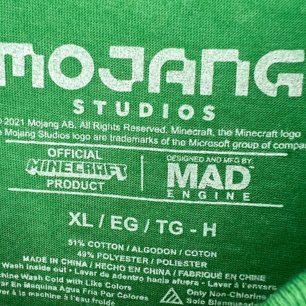 Mojang Studios MINECRAFT Boys Green SS Tee Shirt  Nwt XL - Picture 3 of 4